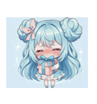 水色好きに捧ぐ、デカお団子ヘアの女の子（個別スタンプ：40）