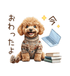家族連絡用トイプードルのスタンプ（冬）（個別スタンプ：2）
