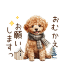 家族連絡用トイプードルのスタンプ（冬）（個別スタンプ：4）