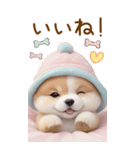 可愛い犬たち カラフルニット帽 使える BIG（個別スタンプ：9）