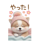 可愛い犬たち カラフルニット帽 使える BIG（個別スタンプ：13）