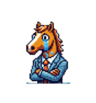 シュールな馬のスタンプ(ビジネスマン)（個別スタンプ：4）