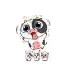 大きな目のボケ牛のいたずら顔（個別スタンプ：17）