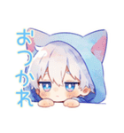 白猫耳パーカーくんの癒し全肯定（個別スタンプ：3）