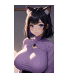 紫色の猫女写真（個別スタンプ：1）