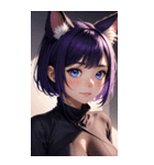 紫色の猫女写真（個別スタンプ：2）