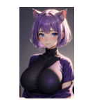 紫色の猫女写真（個別スタンプ：3）