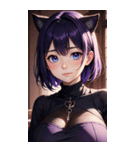 紫色の猫女写真（個別スタンプ：4）