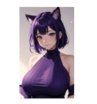 紫色の猫女写真（個別スタンプ：5）