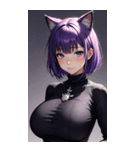 紫色の猫女写真（個別スタンプ：6）
