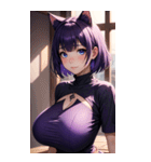紫色の猫女写真（個別スタンプ：7）