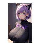 紫色の猫女写真（個別スタンプ：9）