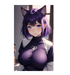紫色の猫女写真（個別スタンプ：10）