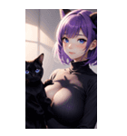 紫色の猫女写真（個別スタンプ：12）