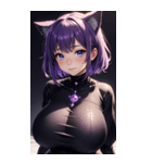 紫色の猫女写真（個別スタンプ：13）