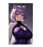 紫色の猫女写真（個別スタンプ：14）