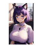 紫色の猫女写真（個別スタンプ：15）