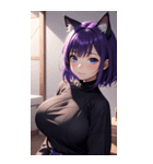 紫色の猫女写真（個別スタンプ：16）