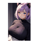 紫色の猫女写真（個別スタンプ：17）
