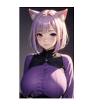 紫色の猫女写真（個別スタンプ：18）
