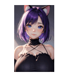 紫色の猫女写真（個別スタンプ：19）