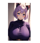 紫色の猫女写真（個別スタンプ：20）