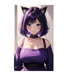 紫色の猫女写真（個別スタンプ：21）