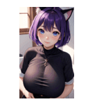 紫色の猫女写真（個別スタンプ：22）