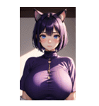 紫色の猫女写真（個別スタンプ：23）