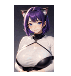 紫色の猫女写真（個別スタンプ：25）
