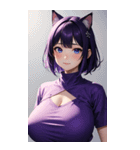 紫色の猫女写真（個別スタンプ：26）