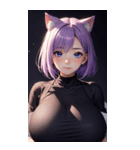 紫色の猫女写真（個別スタンプ：27）