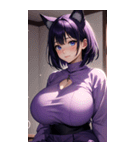 紫色の猫女写真（個別スタンプ：28）