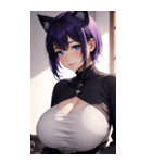 紫色の猫女写真（個別スタンプ：29）