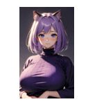 紫色の猫女写真（個別スタンプ：30）