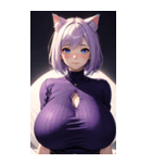 紫色の猫女写真（個別スタンプ：31）