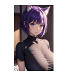 紫色の猫女写真（個別スタンプ：35）