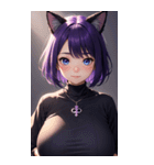 紫色の猫女写真（個別スタンプ：36）