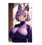 紫色の猫女写真（個別スタンプ：37）