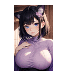 紫色の猫女写真（個別スタンプ：38）