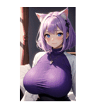 紫色の猫女写真（個別スタンプ：40）