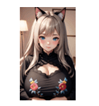 優雅な猫耳の女の子の写真（個別スタンプ：1）