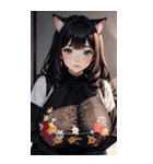 優雅な猫耳の女の子の写真（個別スタンプ：6）