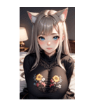 優雅な猫耳の女の子の写真（個別スタンプ：10）