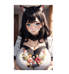 優雅な猫耳の女の子の写真（個別スタンプ：12）