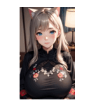 優雅な猫耳の女の子の写真（個別スタンプ：13）