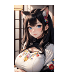 優雅な猫耳の女の子の写真（個別スタンプ：14）