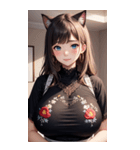優雅な猫耳の女の子の写真（個別スタンプ：32）