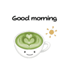抹茶ちゃん 抹茶ラテ 英語 コーヒー（個別スタンプ：1）