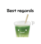 抹茶ちゃん 抹茶ラテ 英語 コーヒー（個別スタンプ：5）